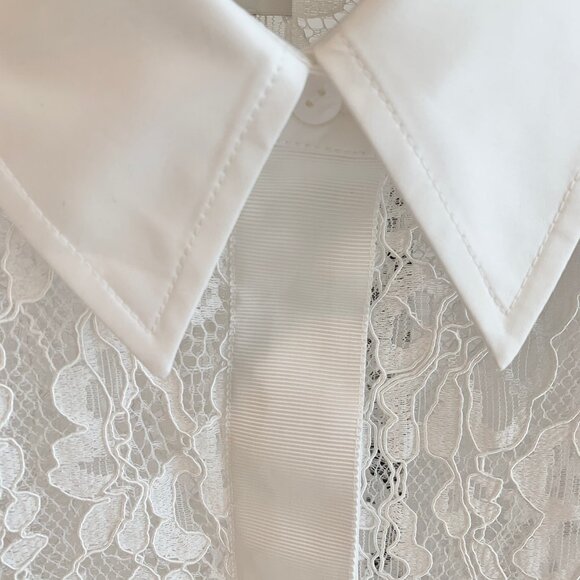 Helsa The Lace Shirt With Shoulder Pad - Picture 10 of 12